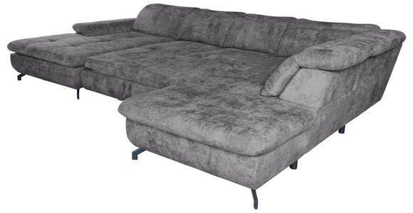 WOHNLANDSCHAFT  in Struktur Dunkelgrau  - Dunkelgrau/Schwarz, KONVENTIONELL, Textil/Metall (188/357/253cm) - Carryhome