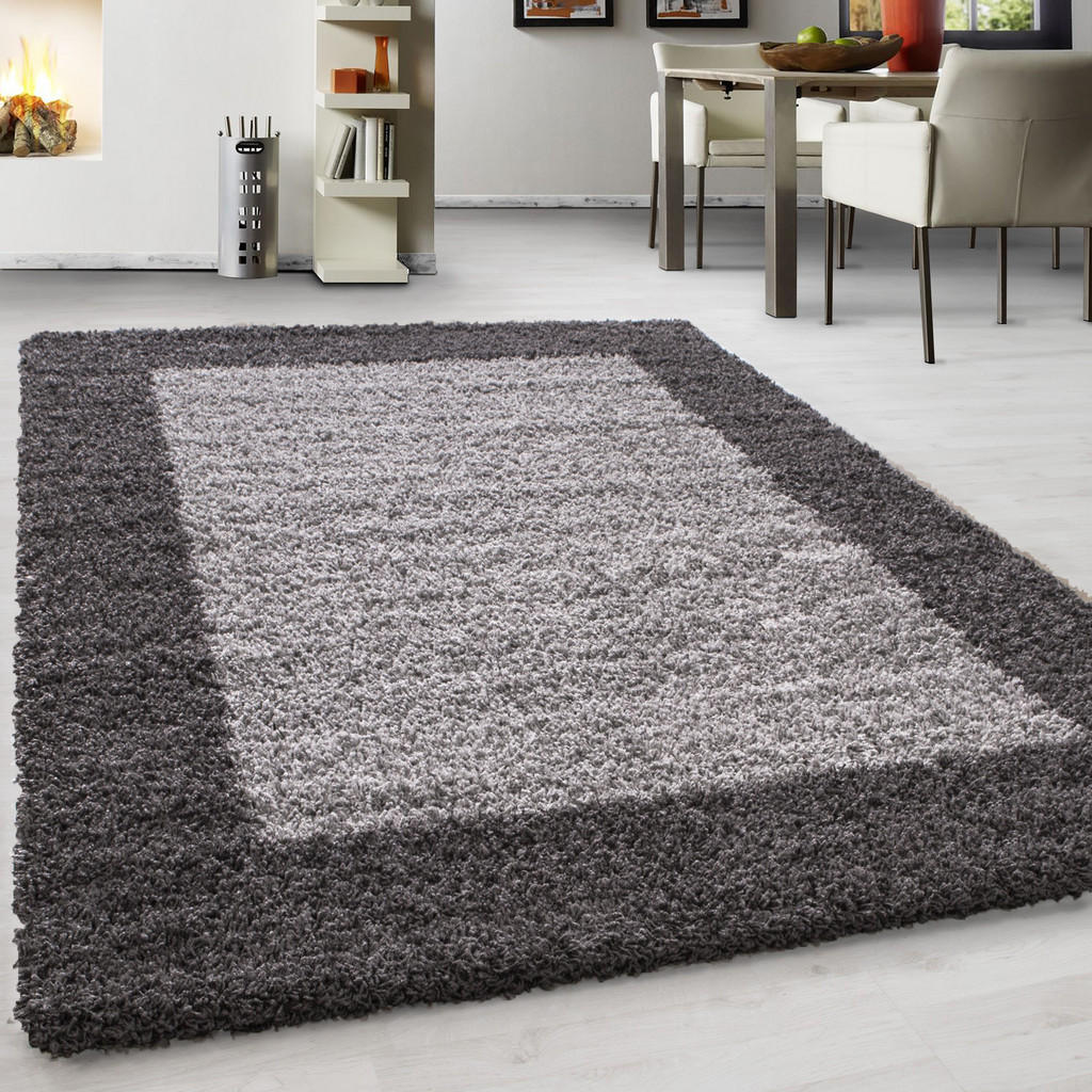 Thumbnail - Novel Hochflorteppich Life 1503, Grau, Textil, Bordüre, rechteckig, 160x230 cm, Oeko-Tex® Standard 100, für Fußbodenheiz...