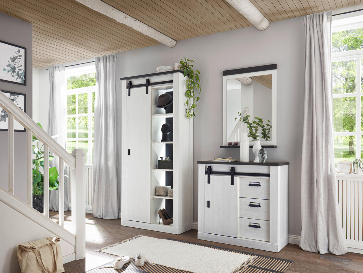 GARDEROBE 3-teilig  in 206/201/43 cm  - Anthrazit/Weiß, Design, Glas/Holzwerkstoff (206/201/43cm) - Modante