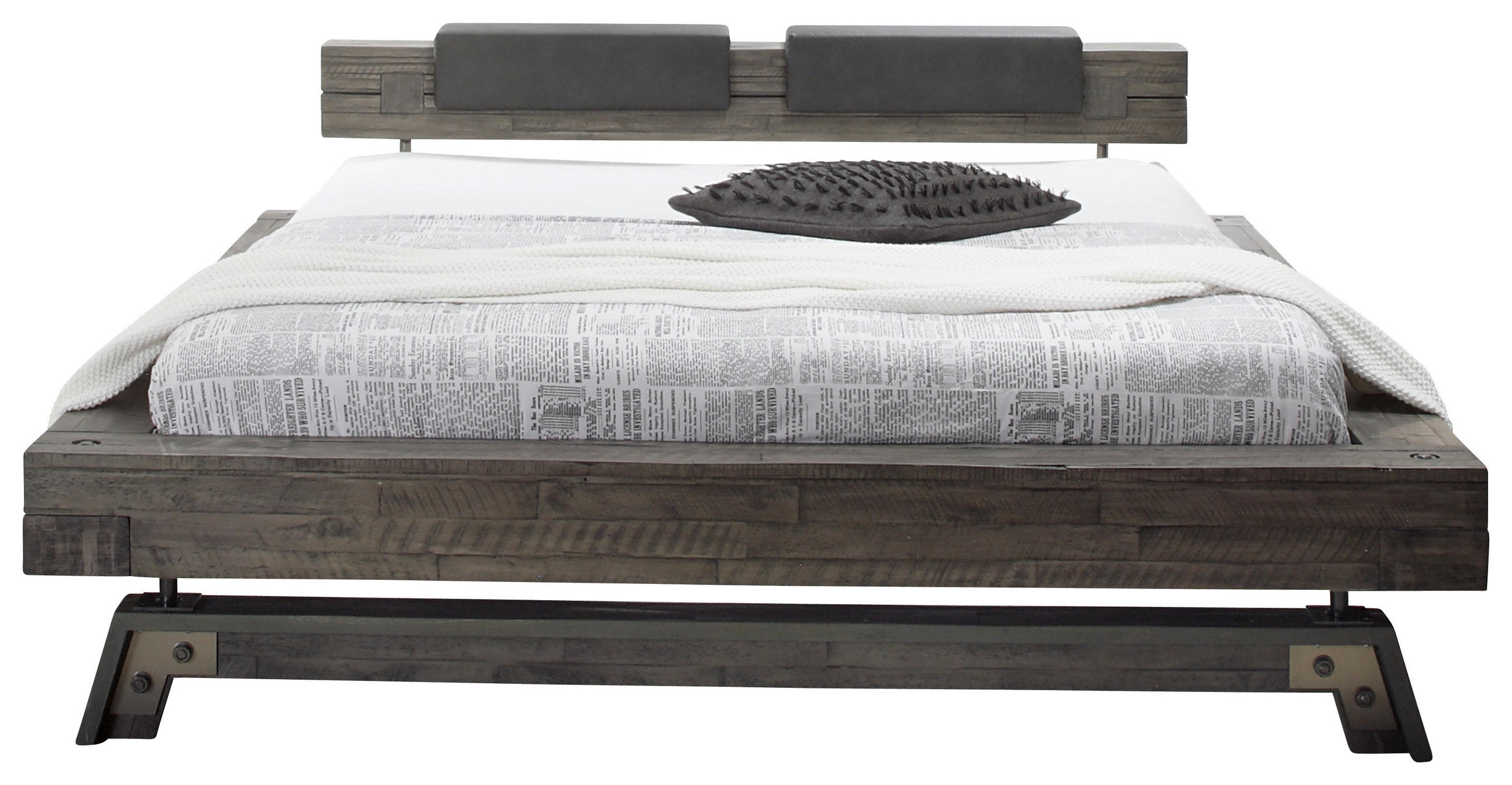 BALKENBETT 140/200 cm  in Grau  - Grau, KONVENTIONELL, Holz (140/200cm) - Hasena