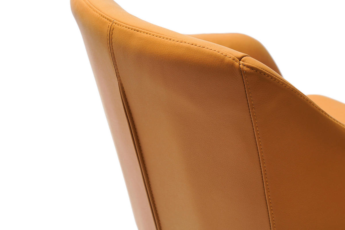 BARHOCKER in Metall, Leder Cognac, Schwarz  - Cognac/Schwarz, Design, Leder/Metall (54,5/88-108/53,5cm) - Cassando