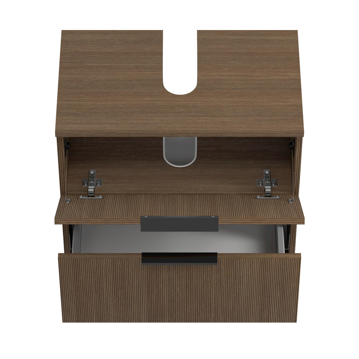 BADEZIMMER 2-teilig  in 60 cm  - Dunkelbraun/Schwarz, Natur, Glas/Holzwerkstoff (60cm) - Held