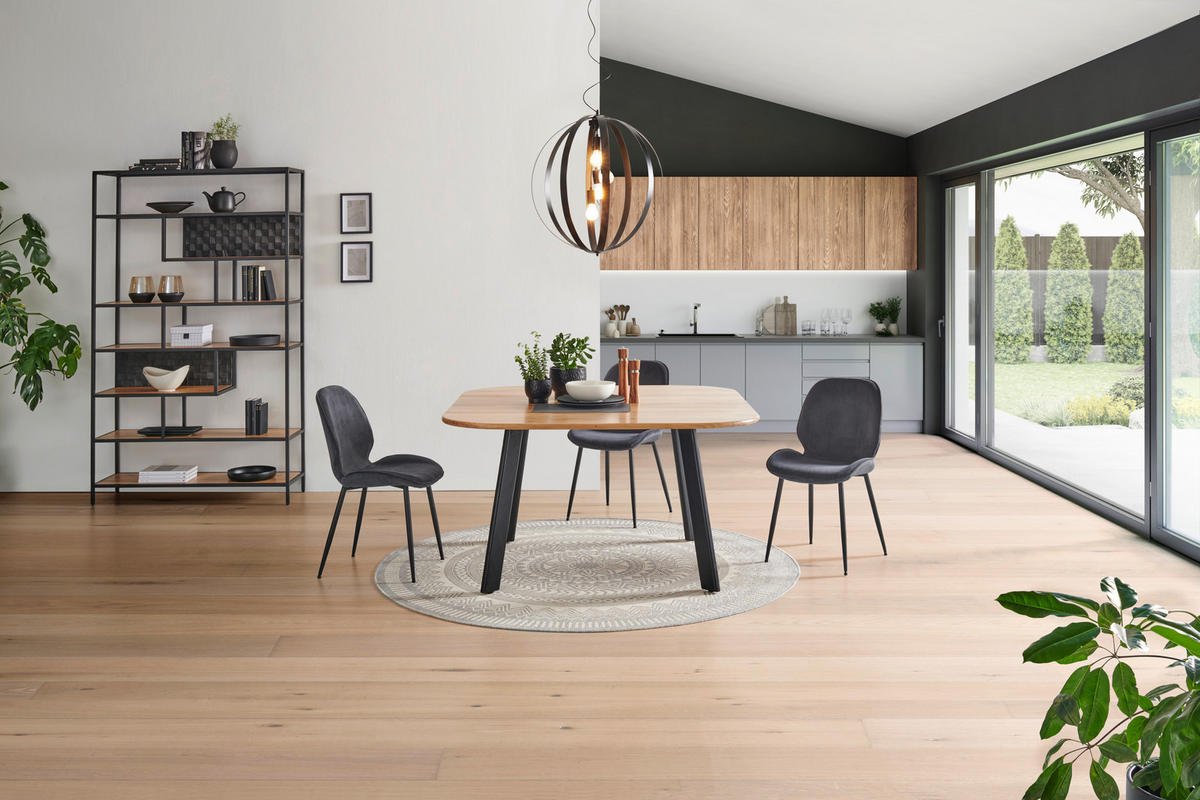 ESSTISCH in Holz 140/140/76 cm   - Schwarz/Akaziefarben, Modern, Holz (140/140/76cm) - Livetastic