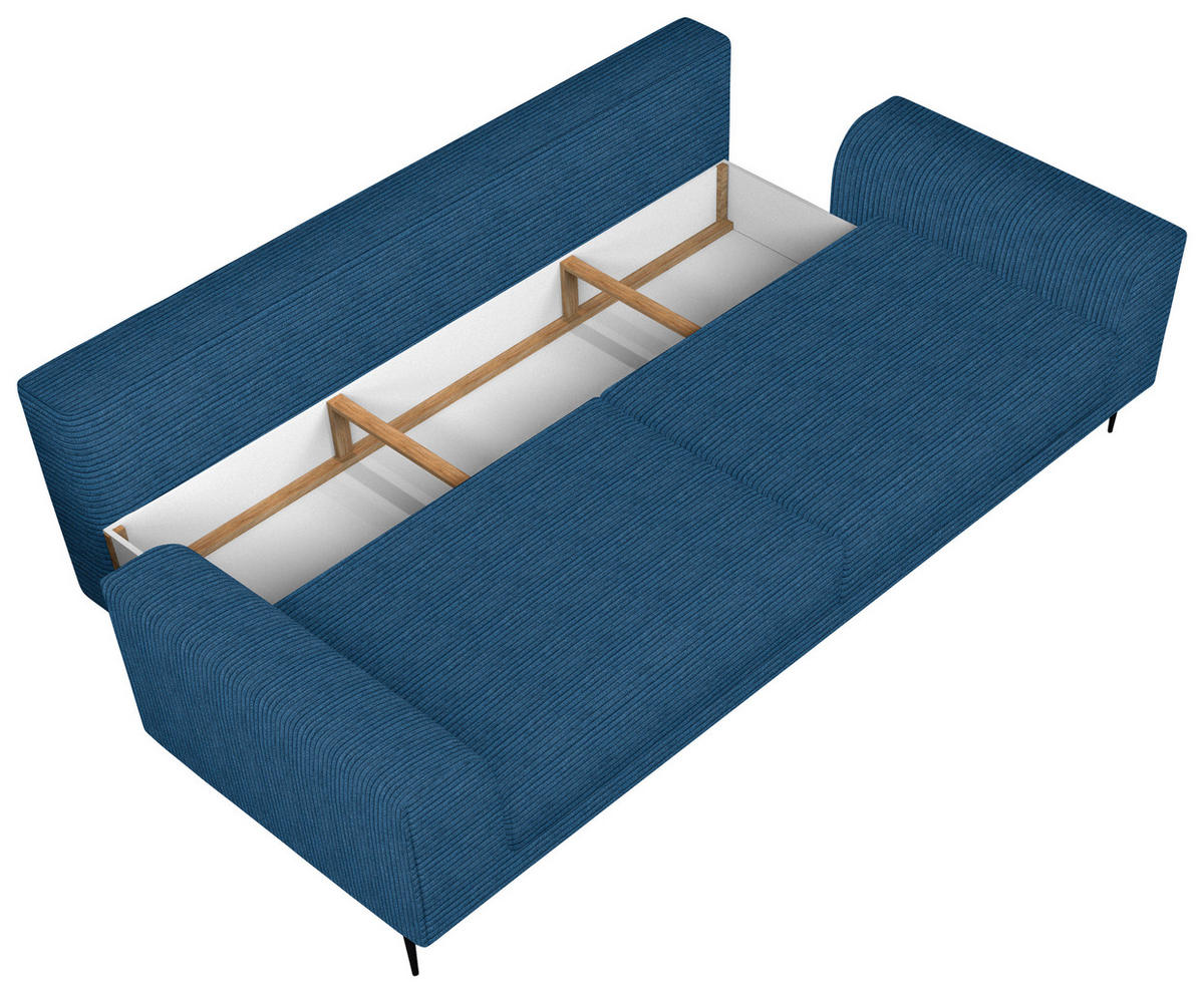 SCHLAFSOFA in Cord Royalblau  - Royalblau/Schwarz, Design, Textil/Metall (250/89/105cm) - Welnova