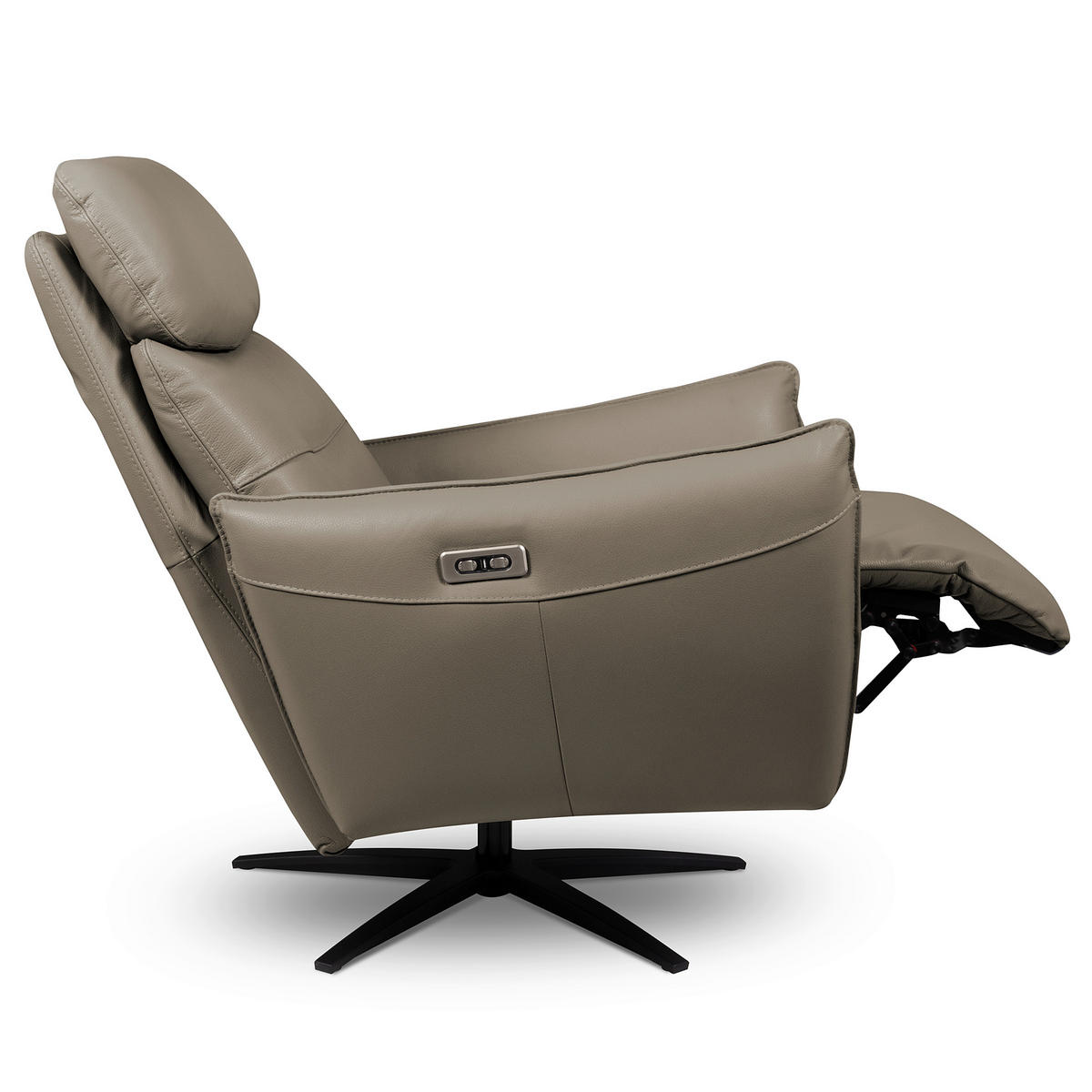 RELAXSESSEL Leder Taupe  - Taupe/Schwarz, Design, Leder/Metall (77/107/88cm) - Livetastic