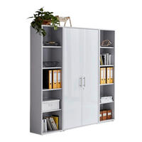AKTENSCHRANK Grau, Weiß Hochglanz  - Weiß Hochglanz/Grau, MODERN, Holzwerkstoff (173/186/33cm) - MID.YOU