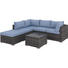 Loungegarnitur 14-teilig - Grau/Hellblau, Design, Glas/Kunststoff (215/211cm) - Amatio