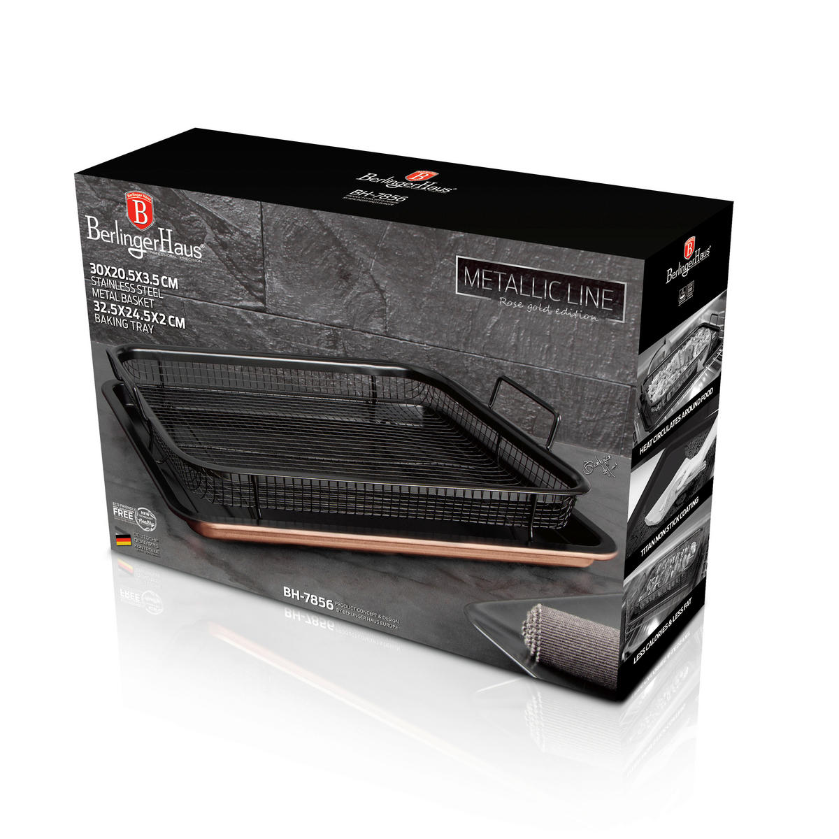 KALUP ČETVRTASTI  - ružičasto zlatna/crna, Basics, metal (32,5/24,5/2cm) - Berlinger Haus