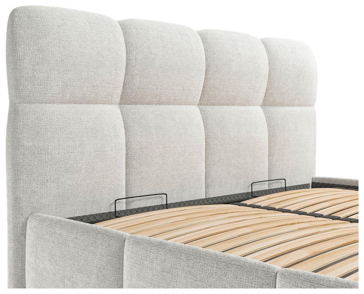 POLSTERBETT 140/200 cm,  in Naturfarben, gepolstertes Kopfteil, Lattenrost,  - Schwarz/Bronzefarben, Design, Holz/Textil (140/200cm) - Chameo
