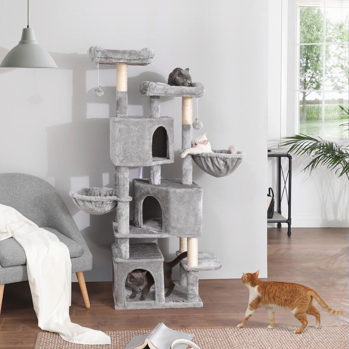 KRATZBAUM - Hellgrau, Trend, Papier/Holzwerkstoff (55/164/40cm) - Boxxx