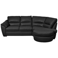 ECKSOFA in Kombination Echtleder/Lederlook Schwarz  - Wengefarben/Schwarz, Konventionell, Leder/Holz (273/194cm) - Livetastic