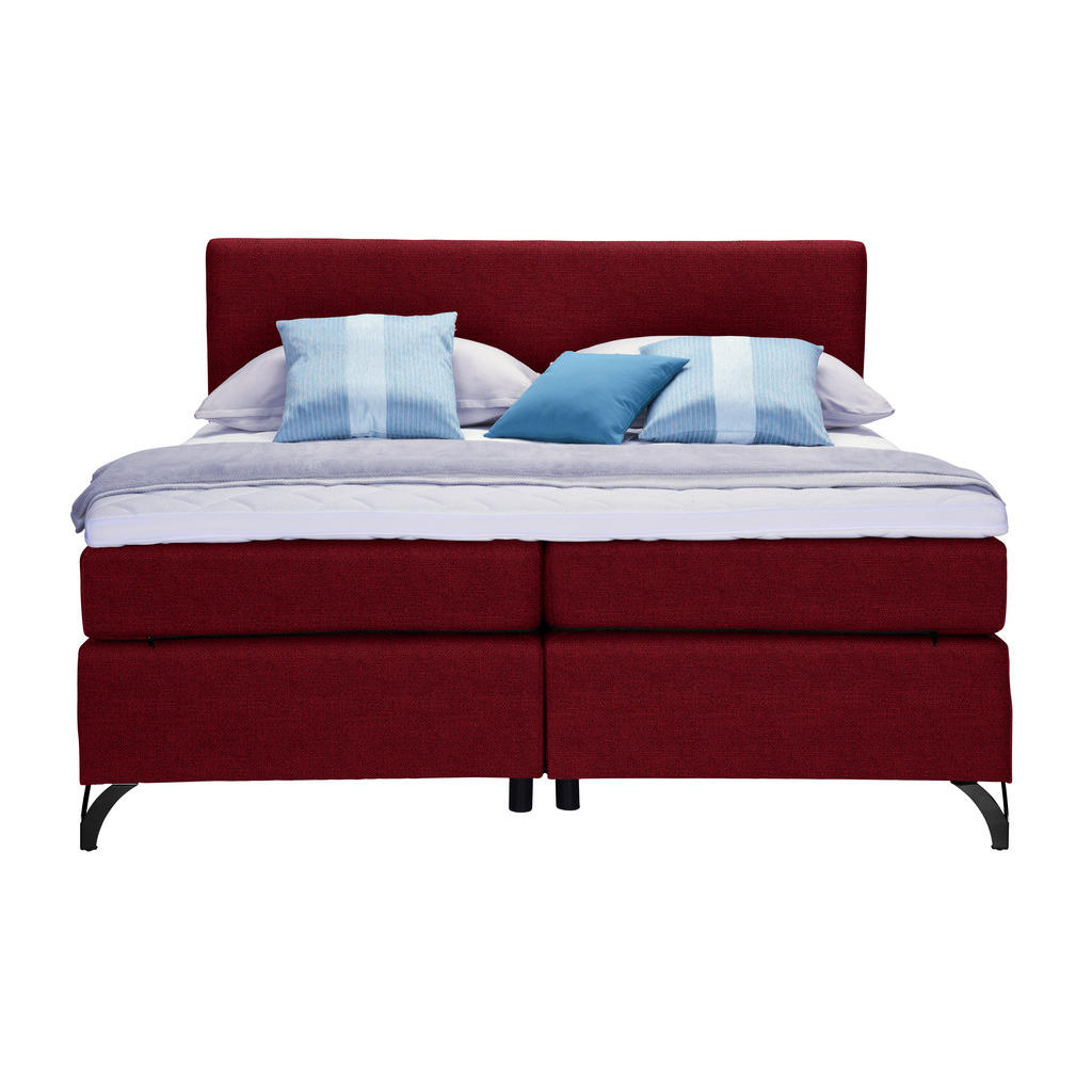 Thumbnail - Esposa Boxspringbett, Rot, Textil, H2 + H3, 7-Zonen, Höhe ca. 18 cm, 140x200 cm, Federkernmatratze, Stoffauswahl, Topper...
