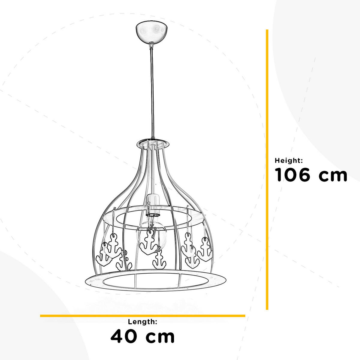 ZÁVĚSNÉ SVÍTIDLO, 40/106 cm  - bílá/modrá, Konvenční, kov/plast (40/106cm)