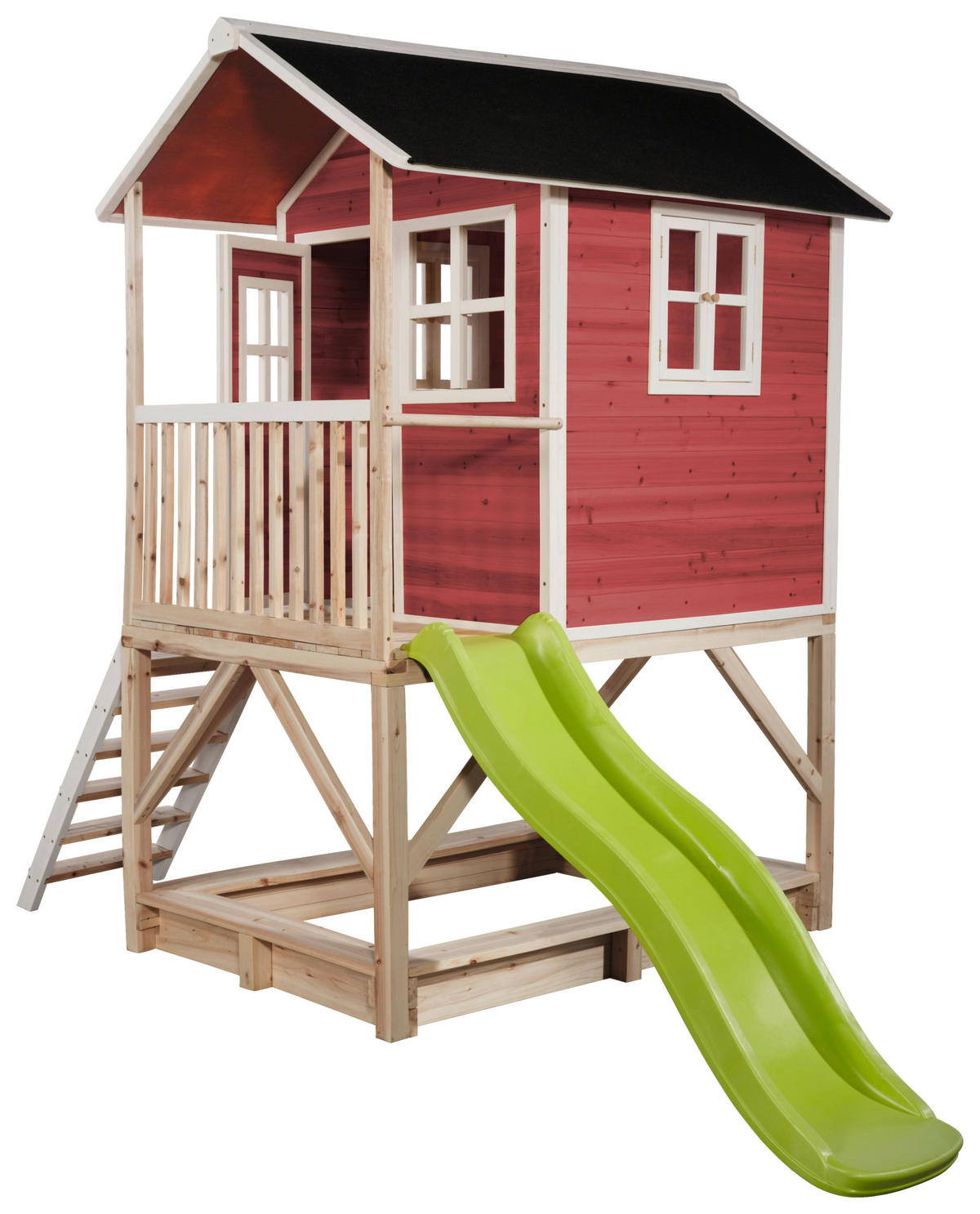 SPIELHAUS EXIT LOFT 500 ROT  - Rot/Limette, KONVENTIONELL, Holz (329/190/253cm) - EXIT Toys