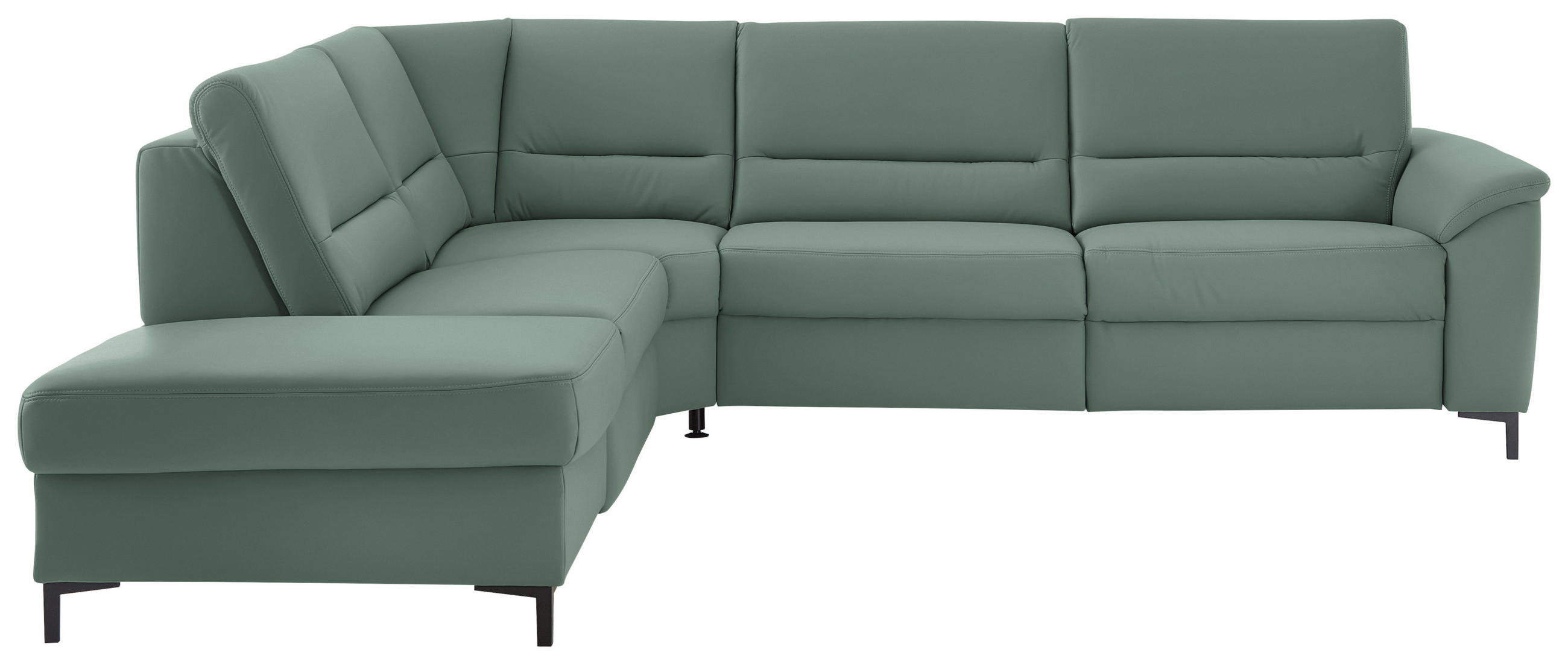 ECKSOFA  in Echtleder Opal  249/290 cm  - Opal/Schwarz, KONVENTIONELL, Leder/Metall (249/290cm) - Beldomo Premium