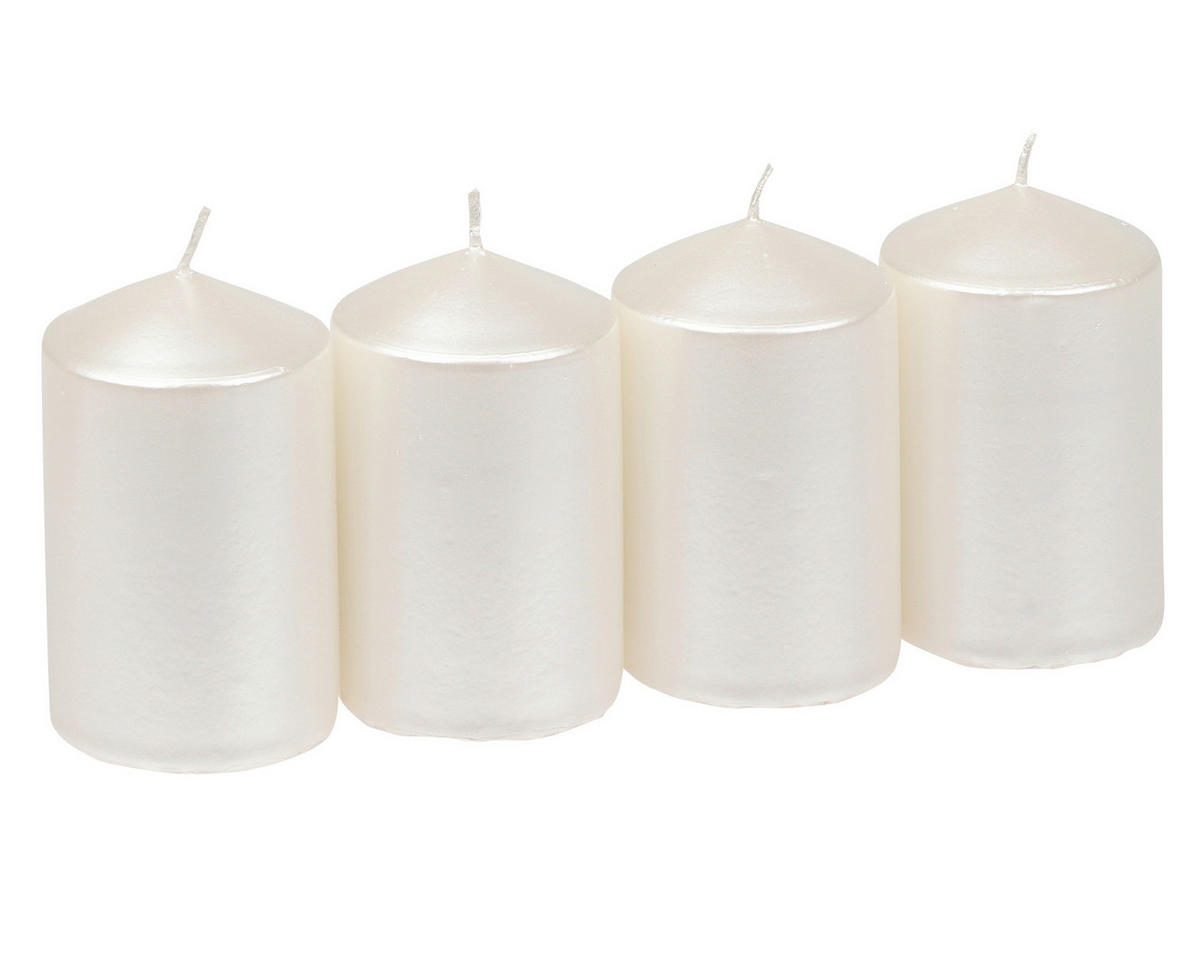 STUMPENKERZENSET - Weiß, KONVENTIONELL, Paraffin (18,8/7,5cm)