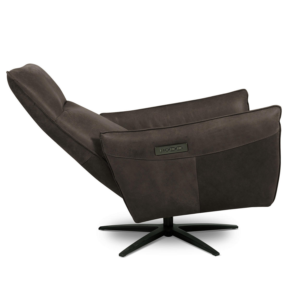 RELAXSESSEL Leder Dunkelgrau  - Dunkelgrau/Schwarz, Design, Leder/Metall (77/107/88cm) - Livetastic