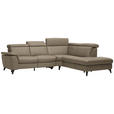 ECKSOFA in Echtleder Braun  - Schwarz/Braun, Design, Leder/Metall (285/239cm) - Cantus