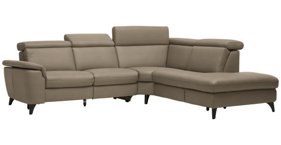 ECKSOFA in Echtleder Braun  - Schwarz/Braun, Design, Leder/Metall (285/239cm) - Cantus