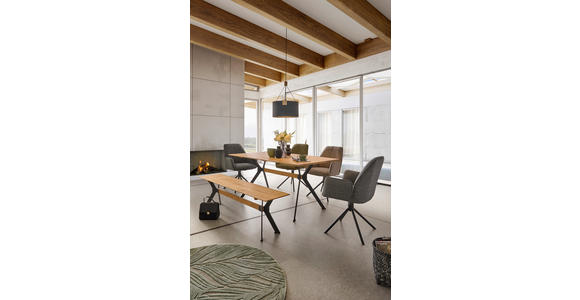 ESSTISCH in Holz 160/90/75 cm - Wildeiche/Schwarz, Natur, Holz/Metall (160/90/75cm) - Carryhome
