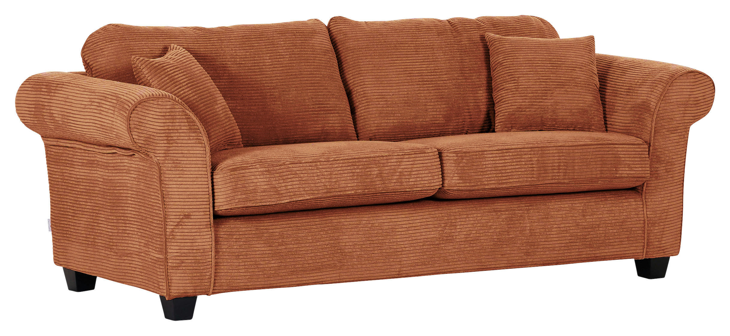 3-SITZER-SOFA in Cord Rostfarben  - Rostfarben/Dunkelbraun, Konventionell, Holz/Textil (215/70/90cm) - home24