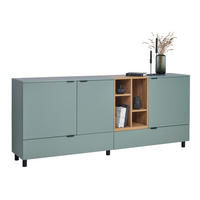 SIDEBOARD Eichefarben, Salbeigrün  210,4/89,4/42 cm  - Eichefarben/Salbeigrün, Modern, Holzwerkstoff/Metall (210,4/89,4/42cm) - Carryhome