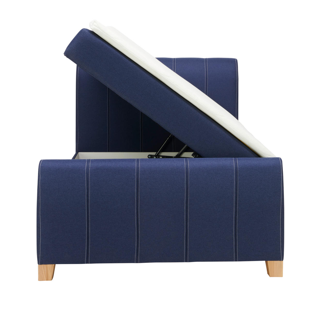 BOXBETT 120/200 cm  in Blau  - Blau/Eichefarben, KONVENTIONELL, Holz/Textil (120/200cm) - Xora