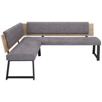 ECKBANK 160/220 cm  in Grau, Schwarz, Eichefarben  - Eichefarben/Schwarz, MODERN, Holzwerkstoff/Textil (160/220cm) - Venda