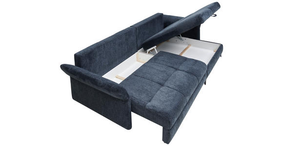 ECKSOFA Blau Chenille  - Blau/Schwarz, KONVENTIONELL, Textil/Metall (291/153cm) - Hom`in