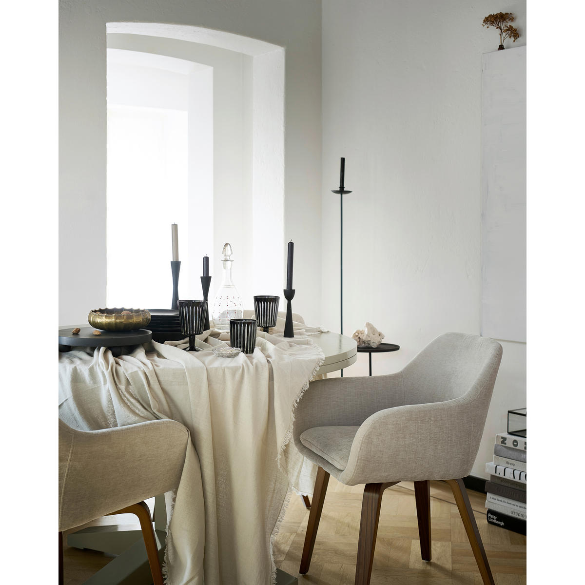 ARMLEHNSTUHL-SET 2 Stück  Webstoff  - Sandfarben/Braun, MODERN, Textil/Metall (58/80/58cm) - Livetastic