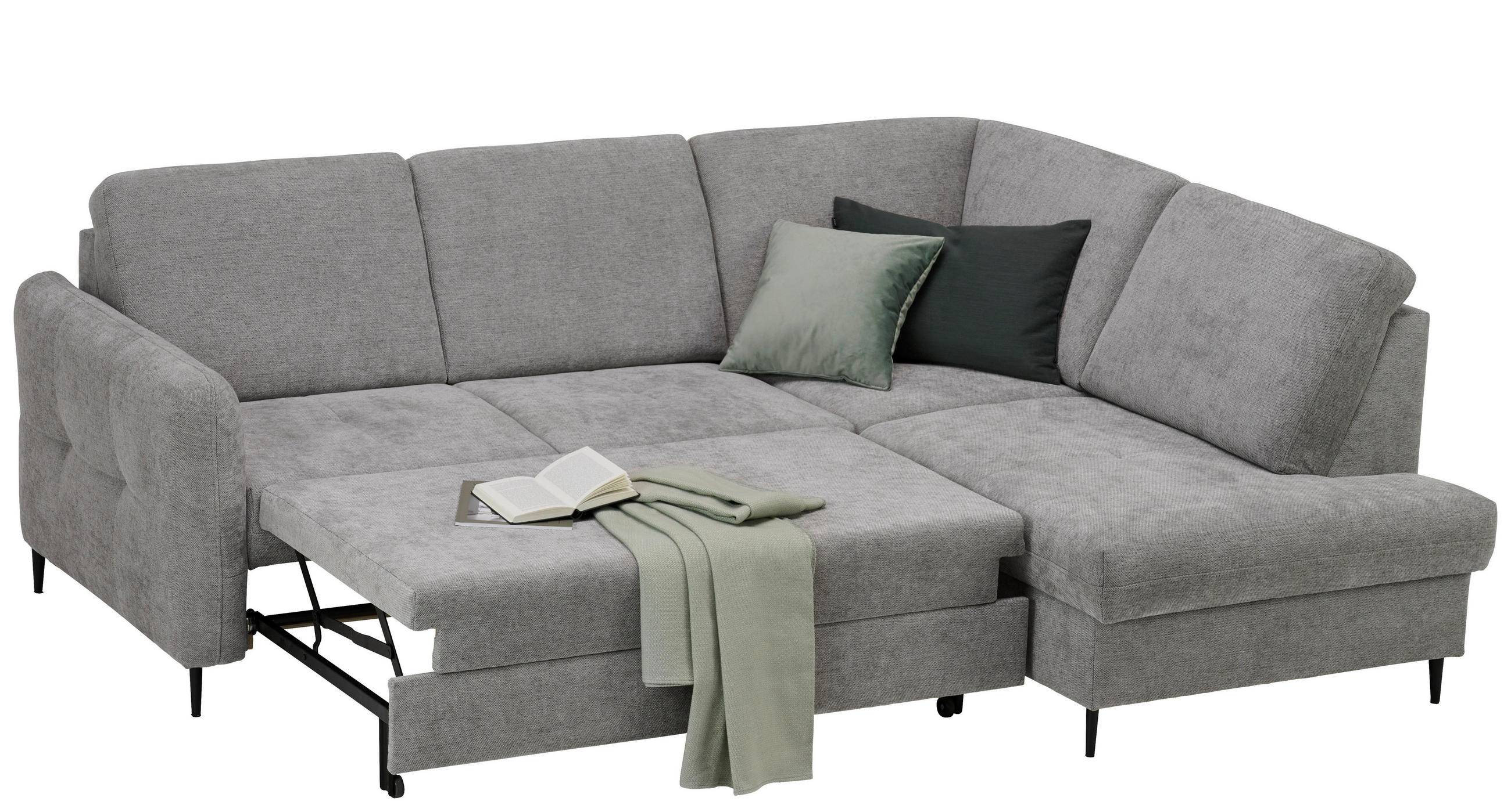 UGAONA GARNITURA siva  - siva/crna, Moderno, tekstil/drvo (241/184cm) - Hom`in