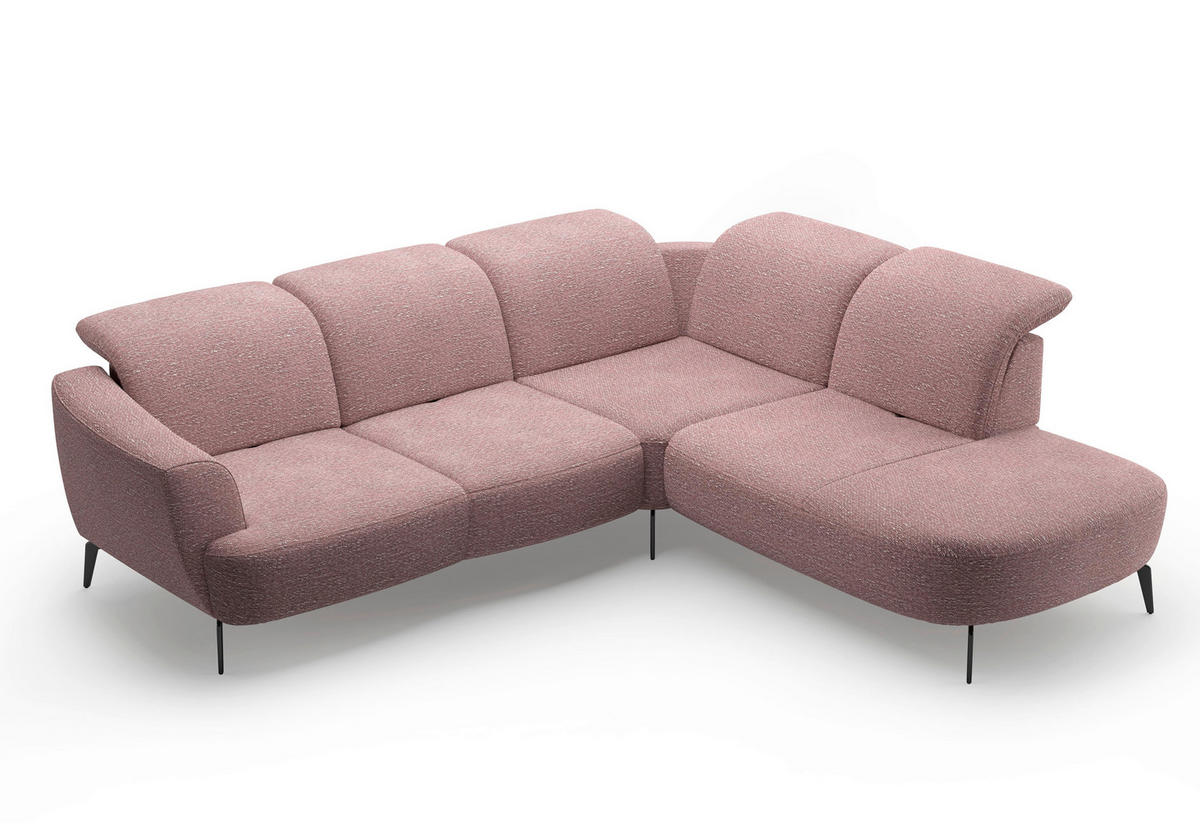 ECKSOFA ZOE E Aubergine Chenille  - Aubergine/Schwarz, KONVENTIONELL, Textil/Metall (300/267cm) - Sit & More