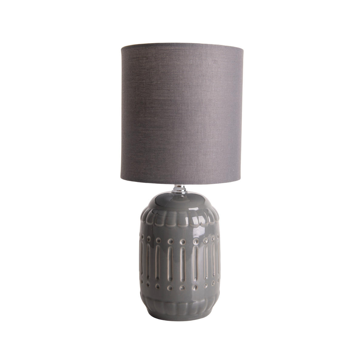 TISCHLEUCHTE   - Grau, KONVENTIONELL, Keramik/Textil (30cm) - Näve