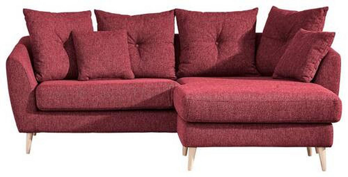 ECKSOFA Rot Flachgewebe  - Buchefarben/Rot, KONVENTIONELL, Holz/Textil (210/156cm) - Carryhome