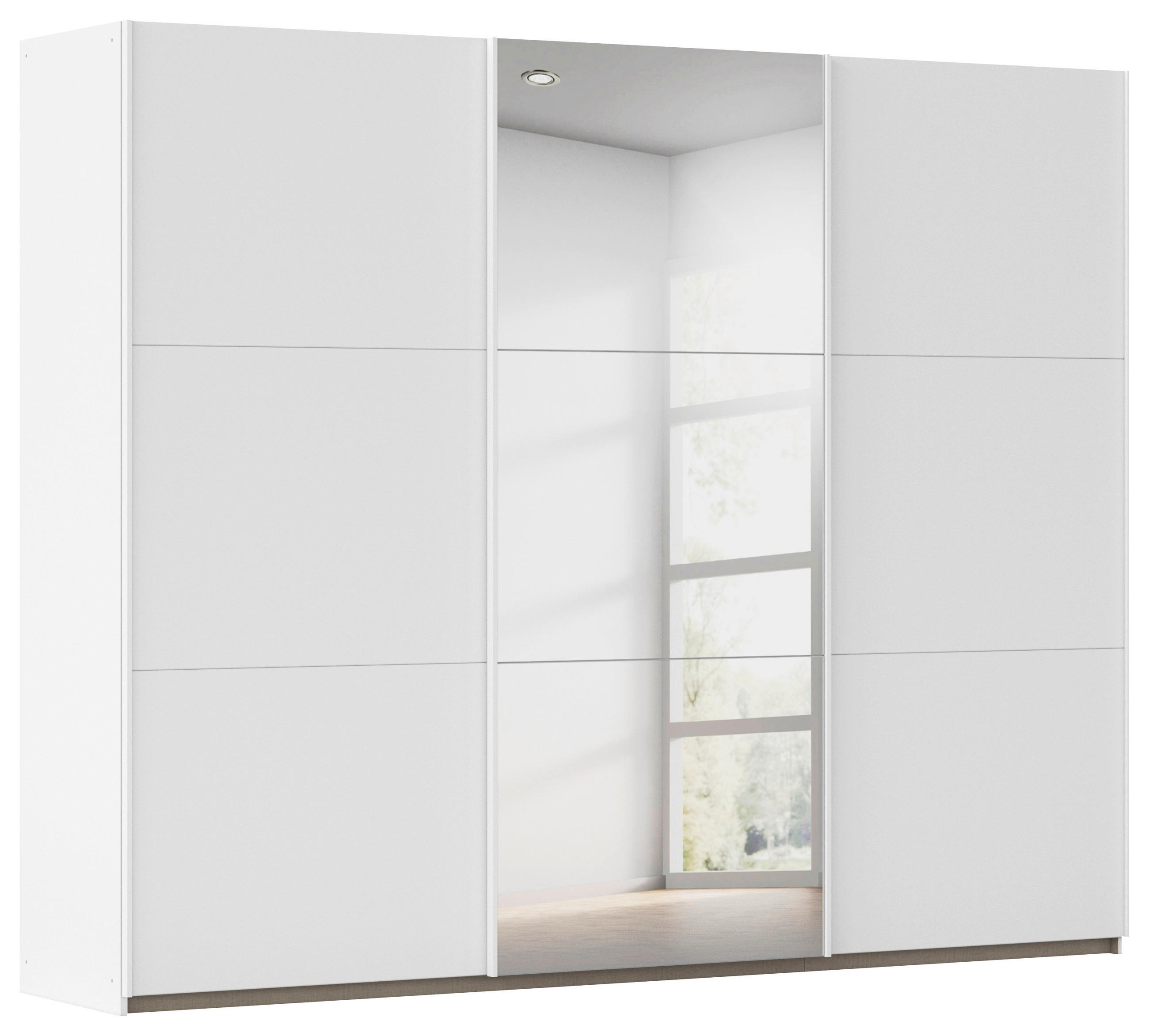 GARDEROB MED SKJUTDÖRRAR 261/210/59 cm,  i vit, 3 dörrar  - vit, Trend, metall/trämaterial (261/210/59cm) - Rauch Möbel