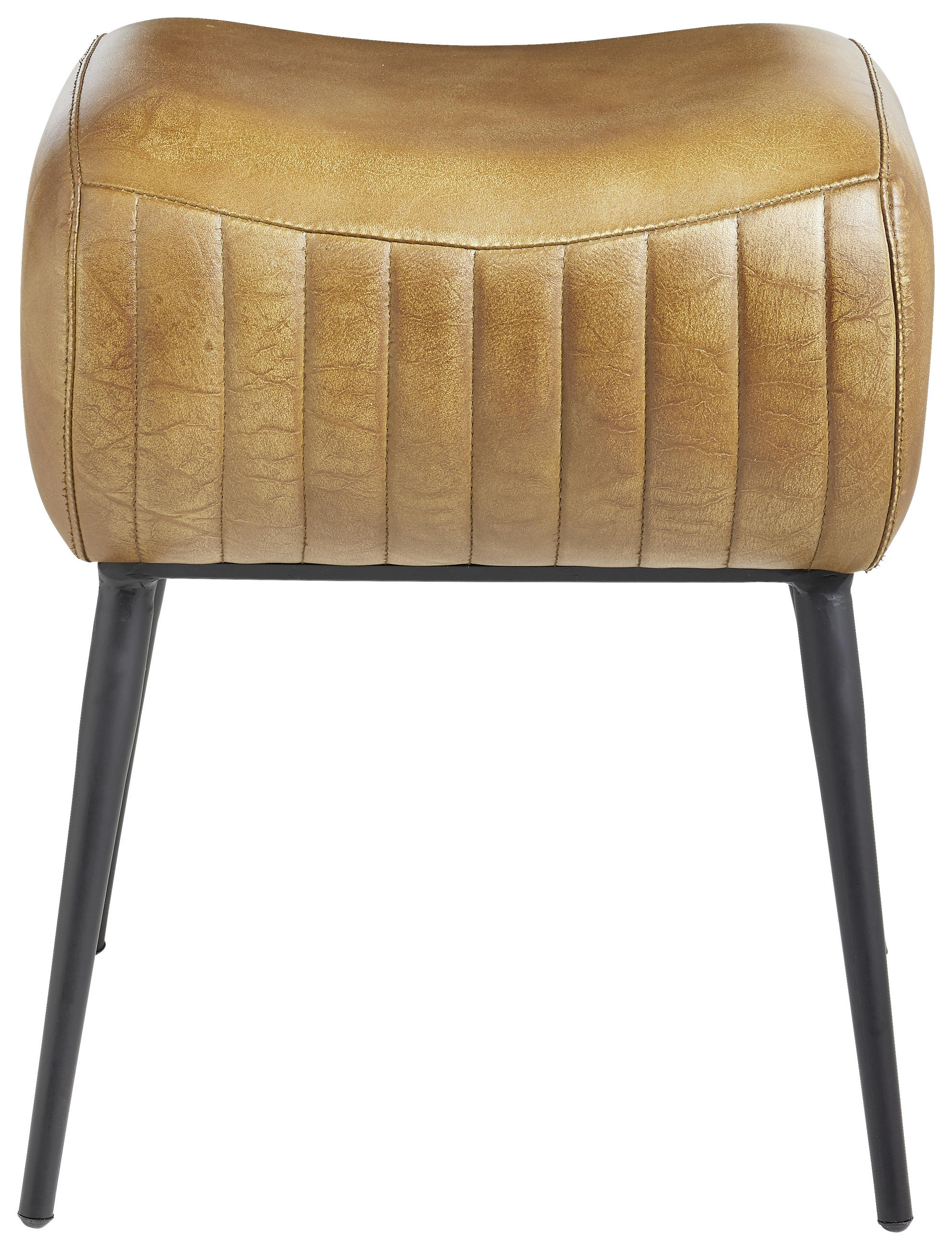 HOCKER Echtleder Braun, Schwarz - Schwarz/Braun, Trend, Leder/Metall (40/50/30cm) - Landscape