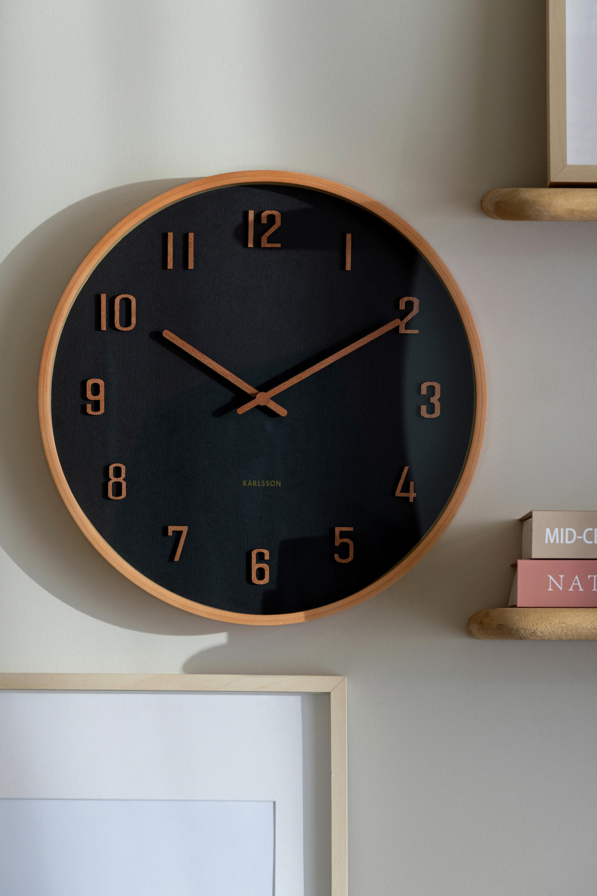 WANDUHR Nervadura Schwarz  - Schwarz, Basics, Holzwerkstoff (41cm) - Karlsson