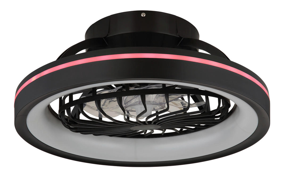 STROPNÍ VENTILÁTOR, 48/20 cm  - černá/čiré, Konvenční, plast (48/20cm) - Globo