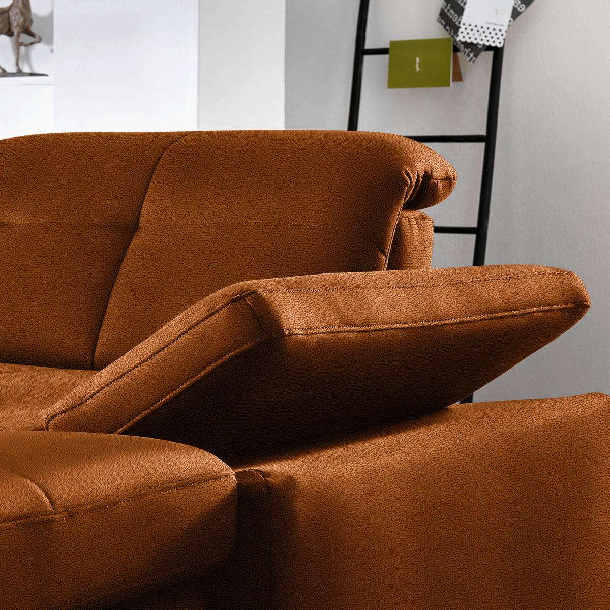 ECKSOFA  in Flachgewebe Cognac  195/309 cm  - Chromfarben/Cognac, Design, Textil (195/309cm) - Beldomo Style