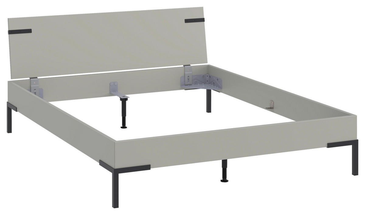 BETT 160/200 cm  in Hellgrau  - Hellgrau/Schwarz, Design, Metall (160/200cm) - Xora