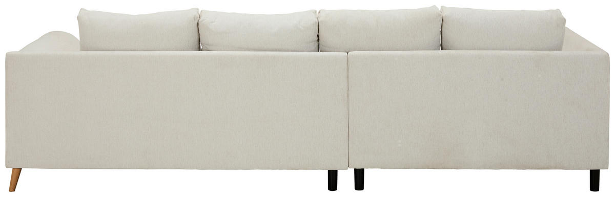 ECKSOFA in Flachgewebe Grauweiß  202/306 cm  - Buchefarben/Grauweiß, KONVENTIONELL, Holz/Textil (202/306cm) - Carryhome
