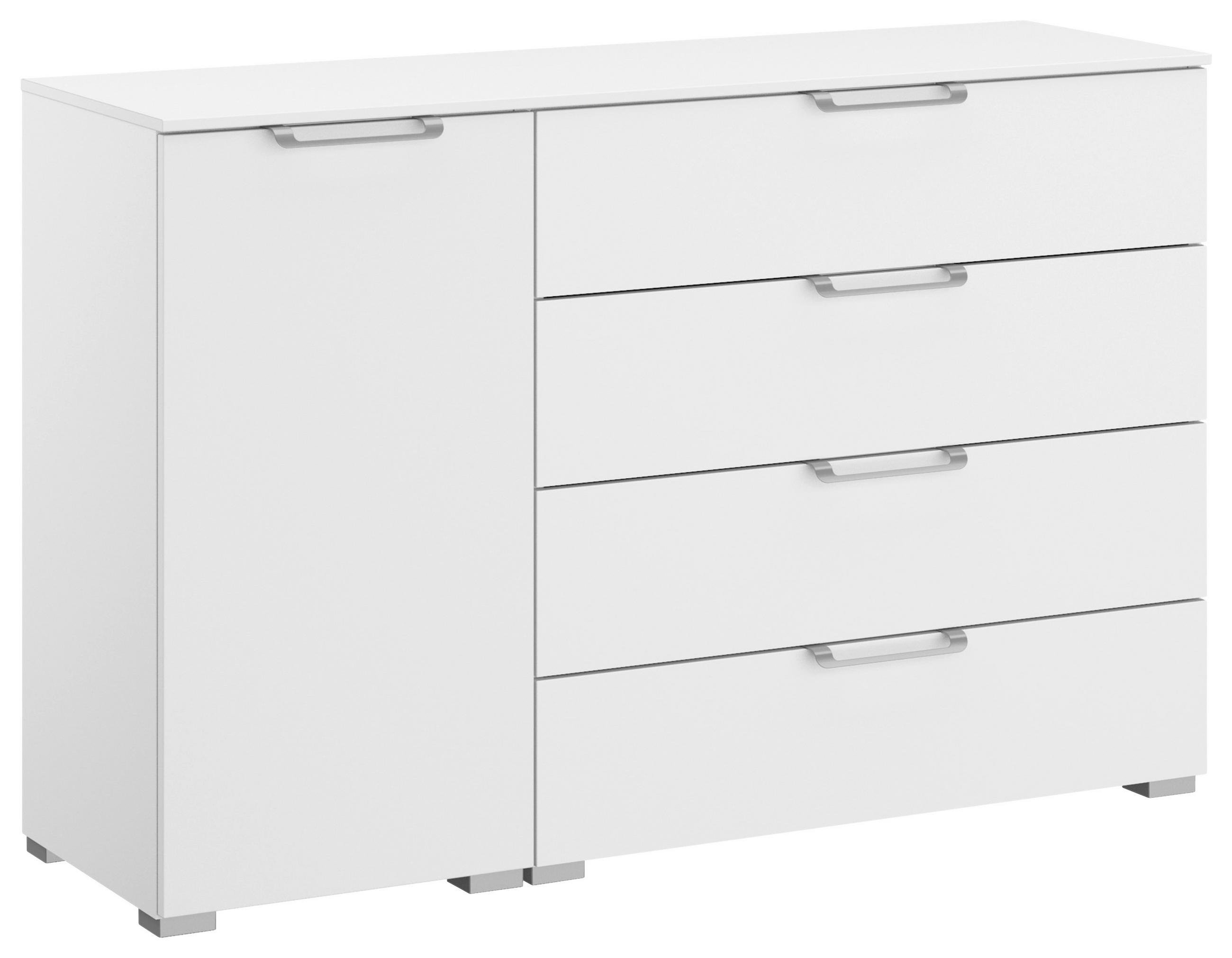 SIDEBOARD 120/81/42 cm blanc  - couleur d'aluminium/blanc, Design, métal/matière synthétique (120/81/42cm) - Novel