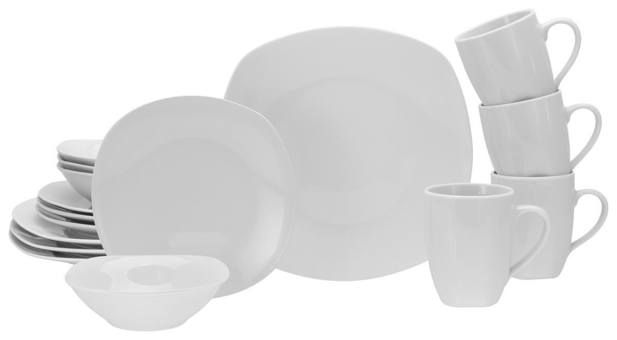 KOMBINOVANÝ SERVIS, 16-dielne, porcelán - biela, Basics, keramika - Creatable