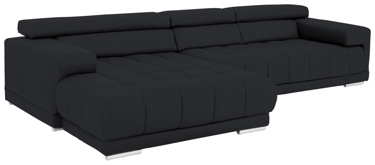 ECKSOFA in Echtleder Anthrazit  - Chromfarben/Anthrazit, Design, Leder/Metall (190/330cm) - Beldomo Speed