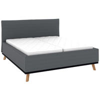 POLSTERBETT 160/200 cm,  in Grau, Matratze, Lattenrost, Bettkasten, H3 + H3 = fest  - Eichefarben/Weiß, Design, Holz/Textil (160/200cm) - Musterring
