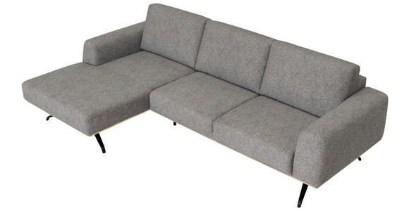 ECKSOFA in Struktur Grau 157/262 cm - Schwarz/Grau, Design, Textil/Metall (157/262cm) - Novel