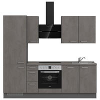 KÜCHENBLOCK 240 cm   in Schieferfarben  - Schieferfarben/Edelstahlfarben, MODERN, Holzwerkstoff/Metall (240cm) - Nobilia