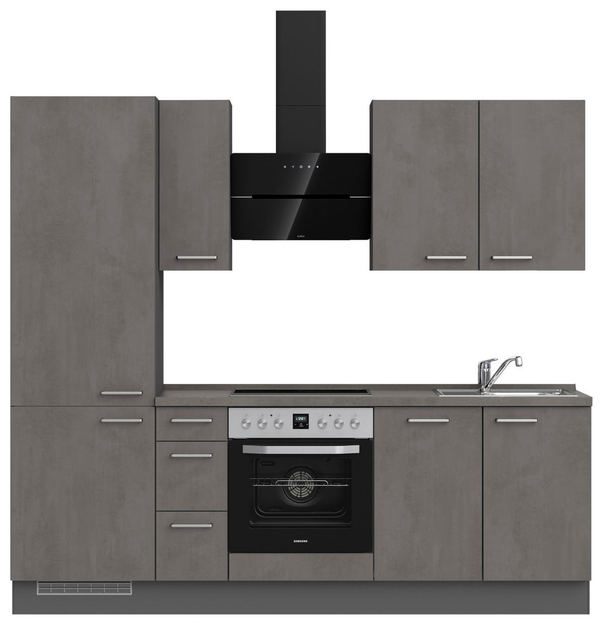 KÜCHENBLOCK 240 cm   in Schieferfarben  - Schieferfarben/Edelstahlfarben, MODERN, Holzwerkstoff/Metall (240cm) - Nobilia