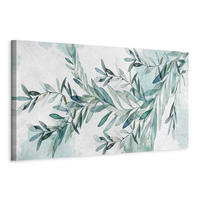 MALBA NA PLÁTNĚ, listy, 90/30/1.2 cm - bílá/mátově zelená, Basics, kompozitní dřevo/textil (90/30/1.2cm) - artgeist