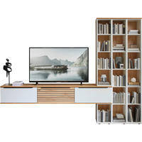 WOHNWAND  in Weiß, Buchefarben  285/215/40 cm  - Buchefarben/Schwarz, KONVENTIONELL, Holzwerkstoff/Kunststoff (285/215/40cm) - Venda